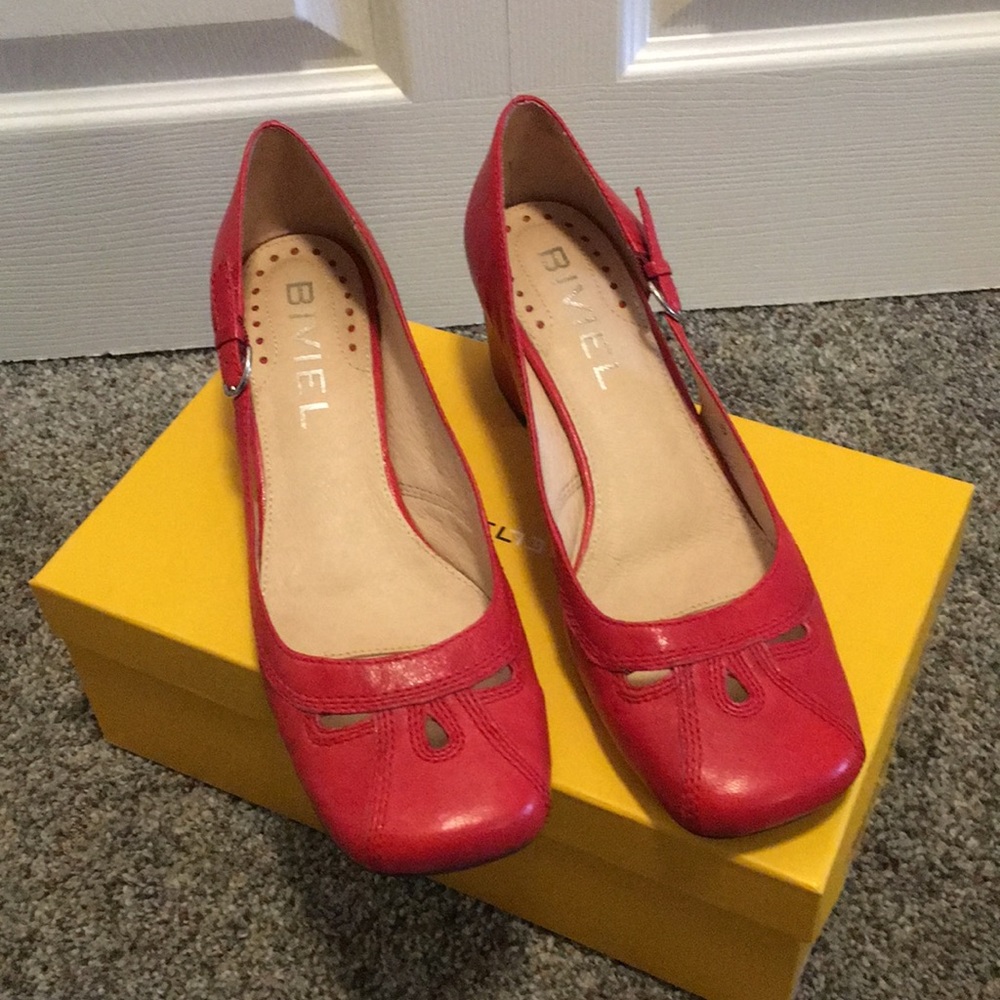 Biviel Red Leather Heels- like new!